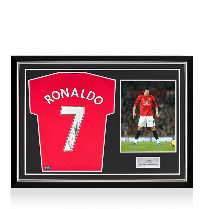 Cristiano Ronaldo Back Signed Manchester United 2019-20 Home Shirt In Hero Frame: Option 1