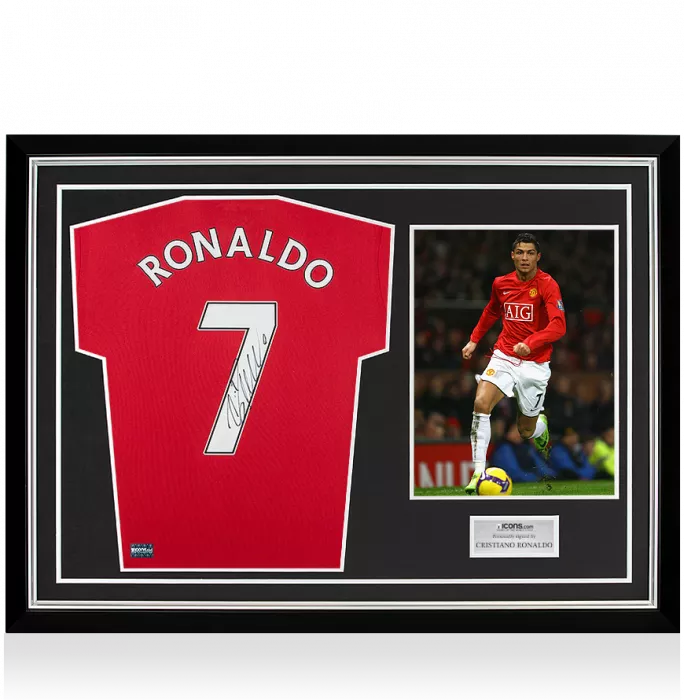 Cristiano Ronaldo Back Signed Manchester United Home Shirt In Hero Frame: Option 1