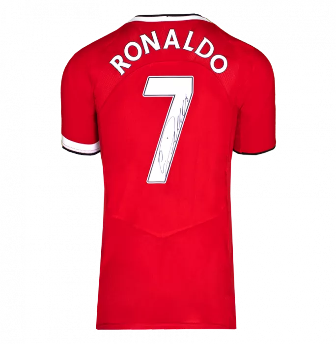 Cristiano Ronaldo Back Signed Manchester United Retro Shirt In Hero Frame: Option 1