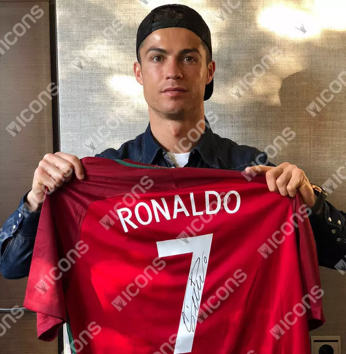 Cristiano Ronaldo Back Signed Portugal 2016 Home Shirt With Fan Style Number
