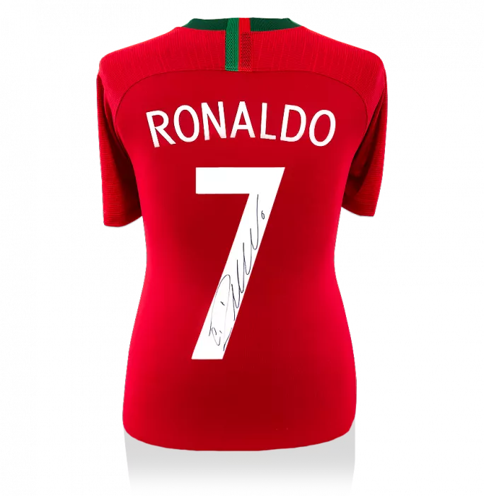 Cristiano Ronaldo Back Signed Portugal 2018 Home Shirt With White Fan Style Numbers
