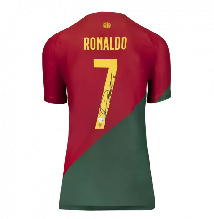 Cristiano Ronaldo Back Signed Portugal 2022-23 Home Shirt In Hero Frame: Option 1