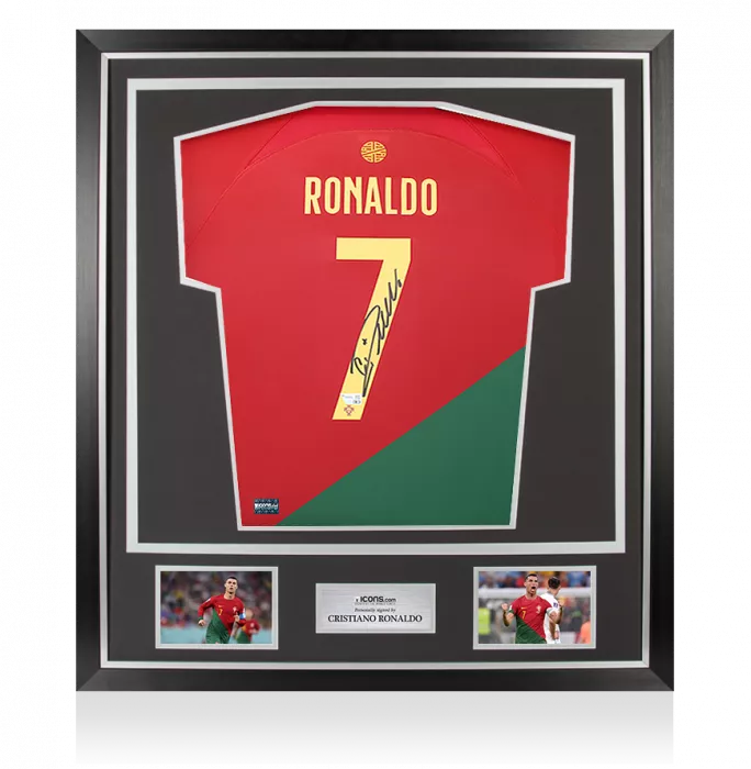 Cristiano Ronaldo Back Signed Portugal 2022-23 Home Shirt In Classic Frame