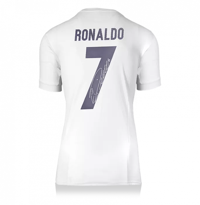 Cristiano Ronaldo Back Signed Real Madrid 2016-17 Home Shirt In Classic Frame: All-White 'Parley' Special Edition