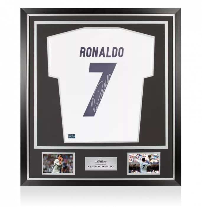 Cristiano Ronaldo Back Signed Real Madrid 2016-17 Home Shirt In Classic Frame: All-White 'Parley' Special Edition