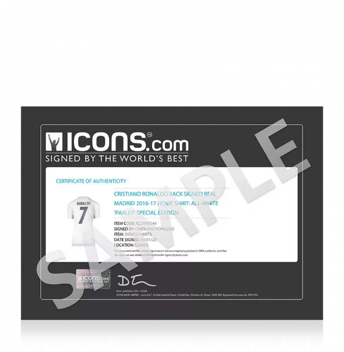 Cristiano Ronaldo Back Signed Real Madrid 2016-17 Home Shirt: All-White 'Parley' Special Edition