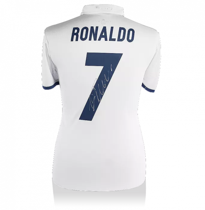 Cristiano Ronaldo Back Signed Real Madrid 2016-17 Home Shirt With Fan Style Numbers