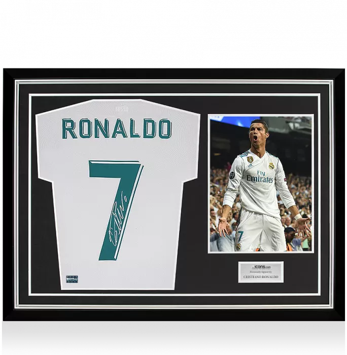 Cristiano Ronaldo Back Signed Real Madrid 2017-18 Home Shirt In Hero Frame: Option 1