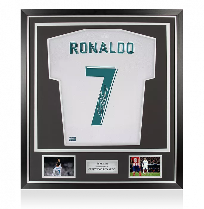 Cristiano Ronaldo Back Signed Real Madrid 2017-18 Home Shirt With Fan Style Number In Classic Frame