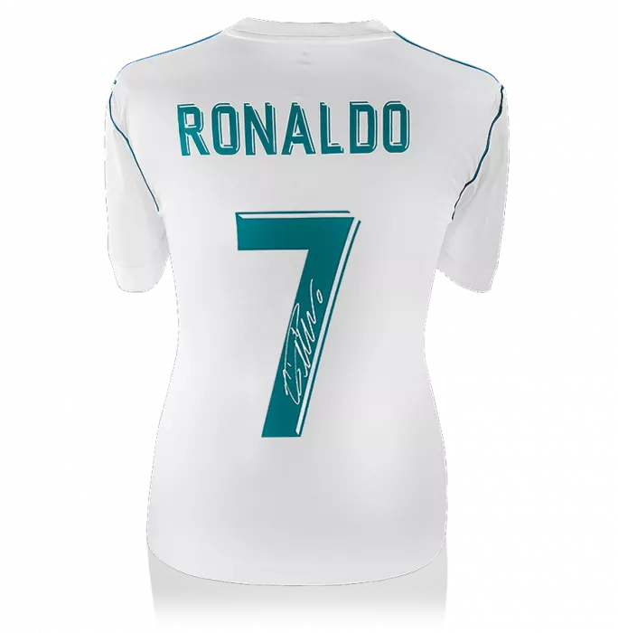 Cristiano Ronaldo Back Signed Real Madrid 2017-18 Home Shirt With Fan Style Number
