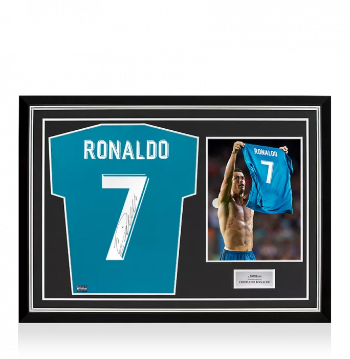 Cristiano Ronaldo Back Signed Real Madrid 2017-18 Third Shirt In Hero Frame: Option 1