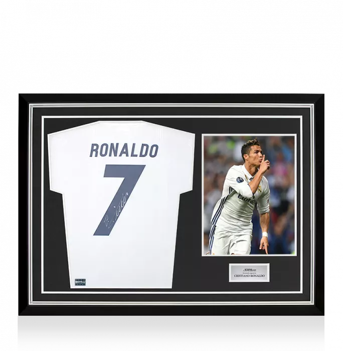 Cristiano Ronaldo Back Signed Real Madrid Modern Home Shirt In Hero Frame: Option 1