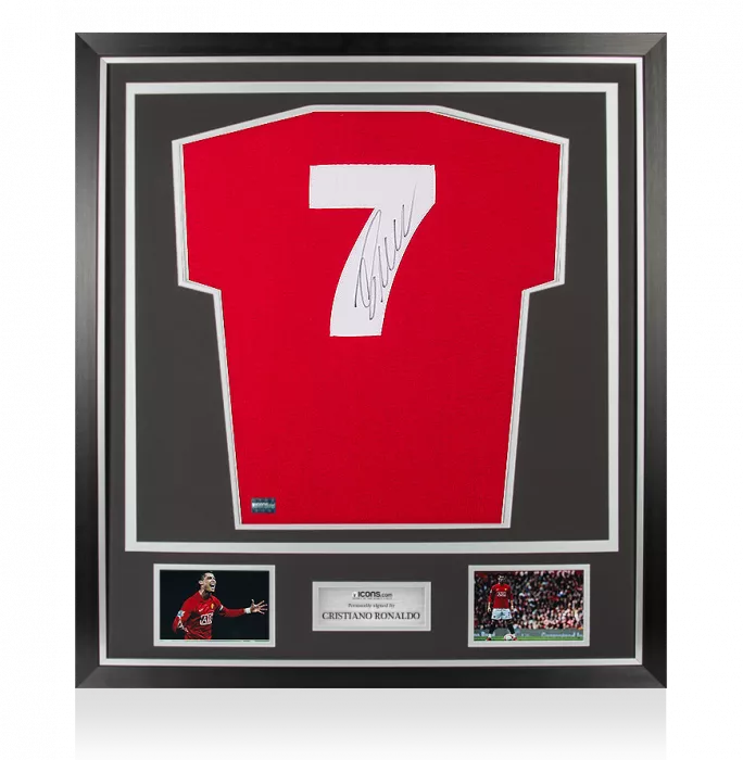 Cristiano Ronaldo Back Signed Retro Manchester United Shirt In Classic Frame: Number Seven