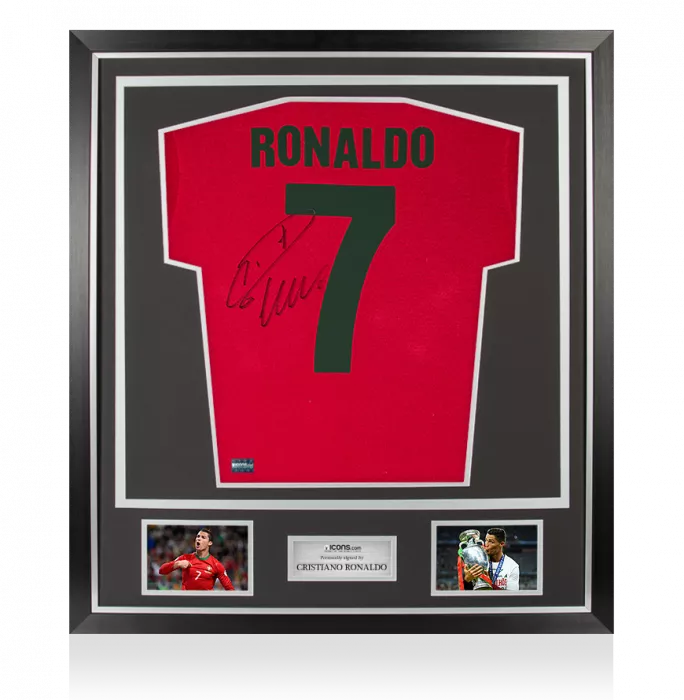 Cristiano Ronaldo Back Signed Retro Portugal Home Shirt In Classic Frame