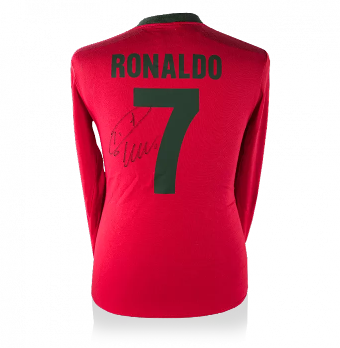 Cristiano Ronaldo Back Signed Retro Portugal Home Shirt