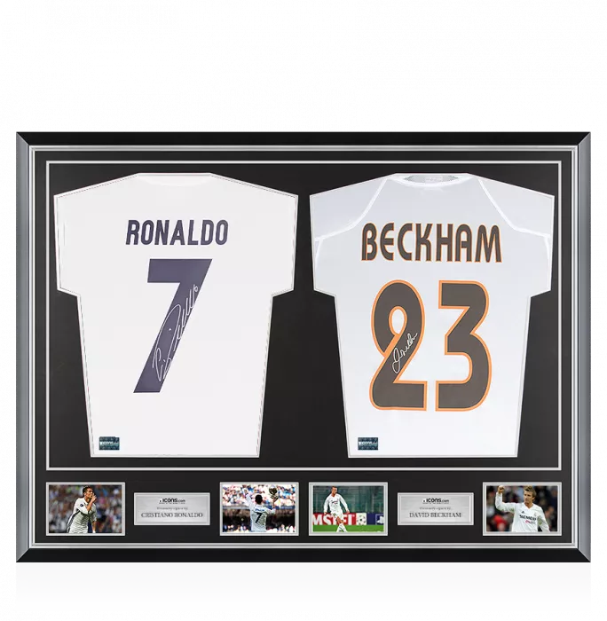 Cristiano Ronaldo & David Beckham Signed Real Madrid Shirts In Classic Dual Frame