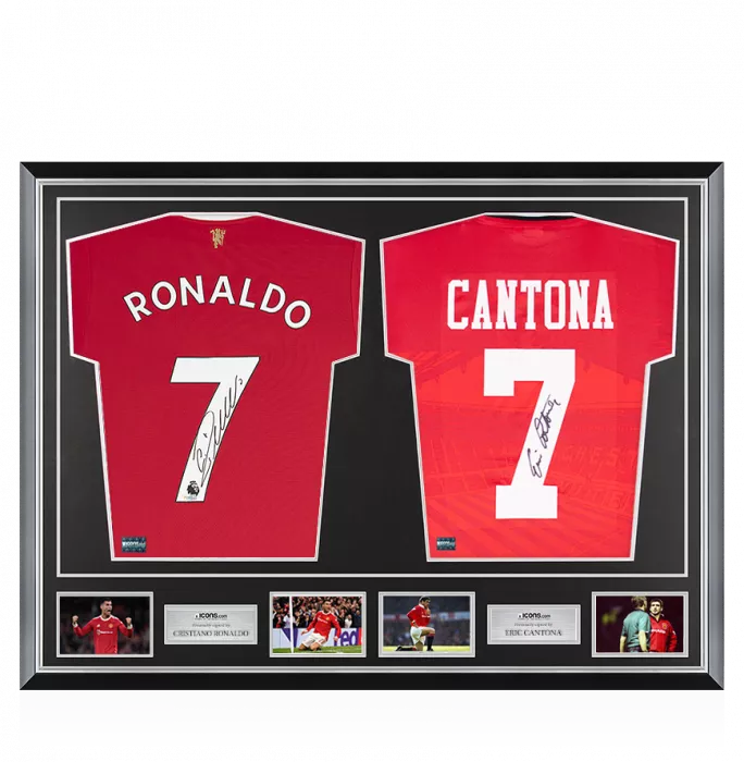 Cristiano Ronaldo & Eric Cantona Signed Manchester United Shirts In Classic Dual Frame