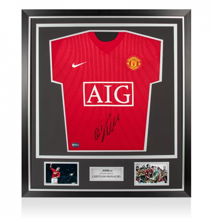 Cristiano Ronaldo Front Signed Manchester United 2007-09 Home Shirt In Classic Frame