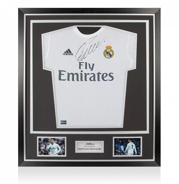 Cristiano Ronaldo Front Signed Real Madrid 2015-16 Home Shirt In Classic Frame