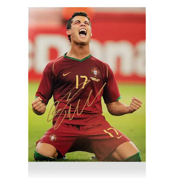 Cristiano Ronaldo Gold Signed Portugal Photo: 2006 FIFA World Cup Goal Vs Iran