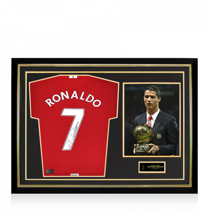 Cristiano Ronaldo Official Ballon D'Or™ Back Signed And Hero Framed Manchester United 2007-09 Home Shirt