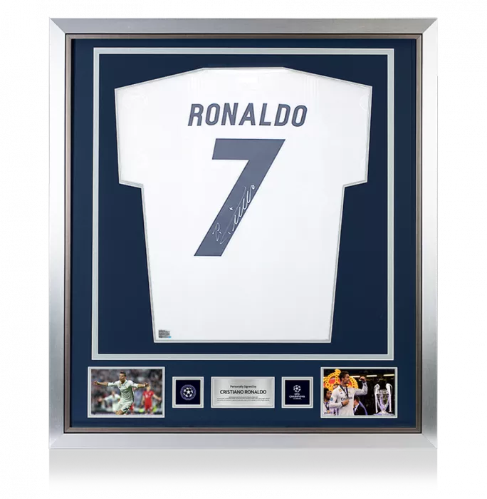 Cristiano Ronaldo Official UEFA Champions League Back Signed And Framed Real Madrid Modern Home Shirt