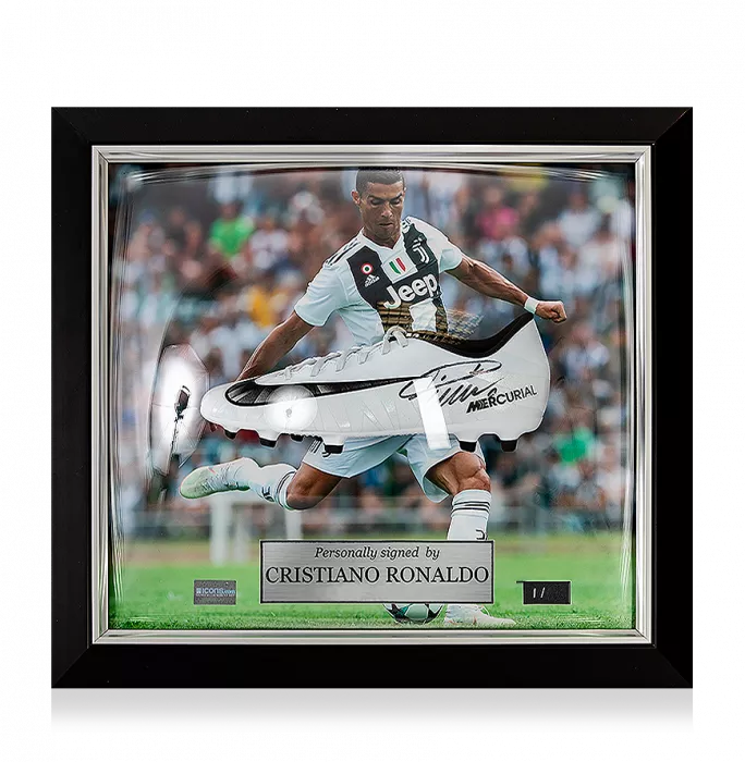 Cristiano Ronaldo Signed and Juventus Framed White Nike Mercurial CR7 Boot