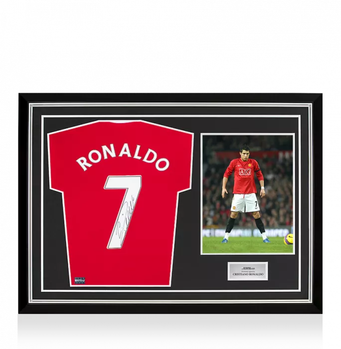 Cristiano Ronaldo Signed Manchester United Shirt With Fan Style Number In Hero Frame: Option 1