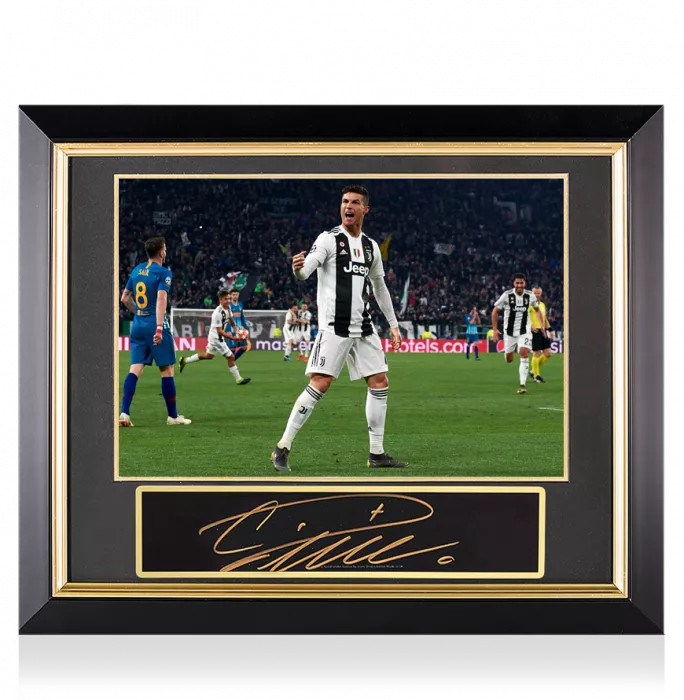 Cristiano Ronaldo Signed Plaque And Juventus Photo Frame: UEFA Champions League Hero