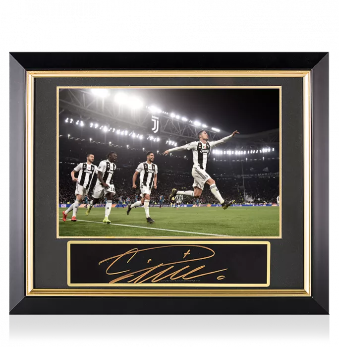 Cristiano Ronaldo Signed Plaque and Juventus Photo Frame: Hat-Trick vs Atletico Madrid