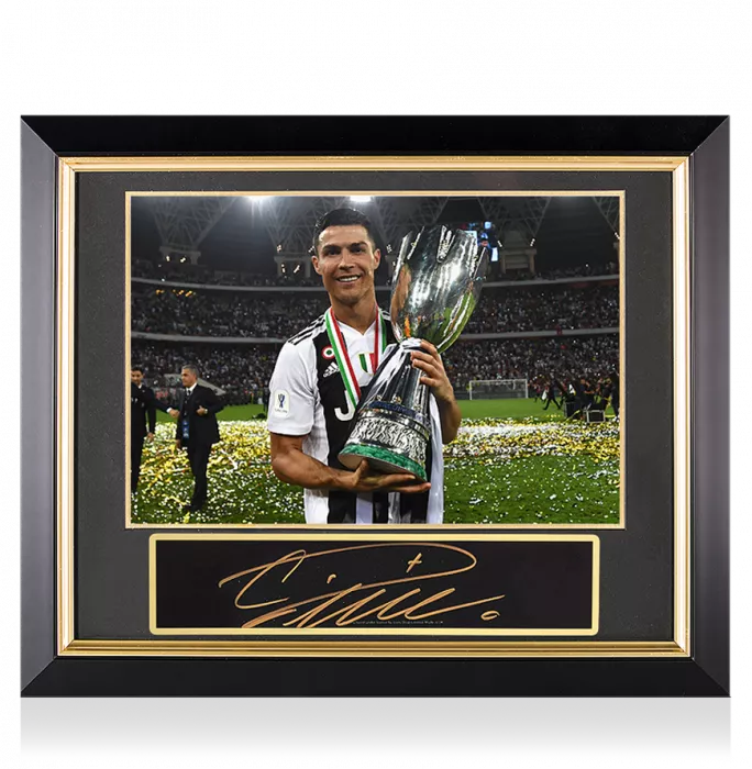 Cristiano Ronaldo Signed Plaque and Juventus Photo Frame: 2018 Supercoppa Italiana Winner