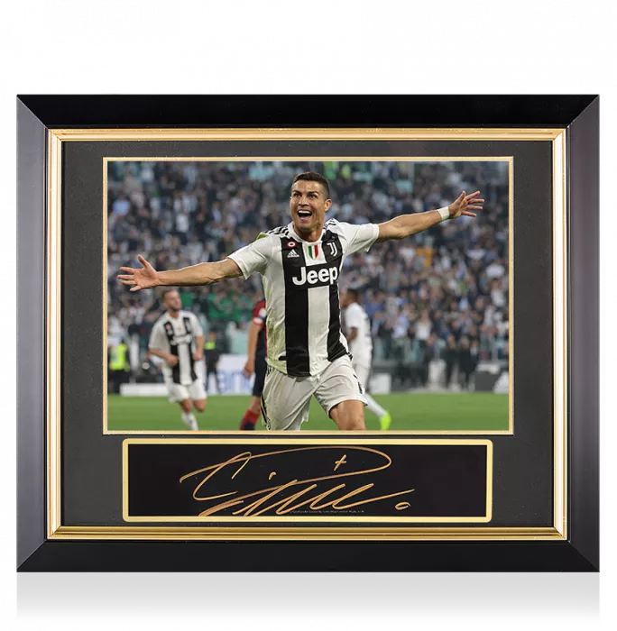 Cristiano Ronaldo Signed Plaque And Juventus Photo Frame: Serie A Superstar