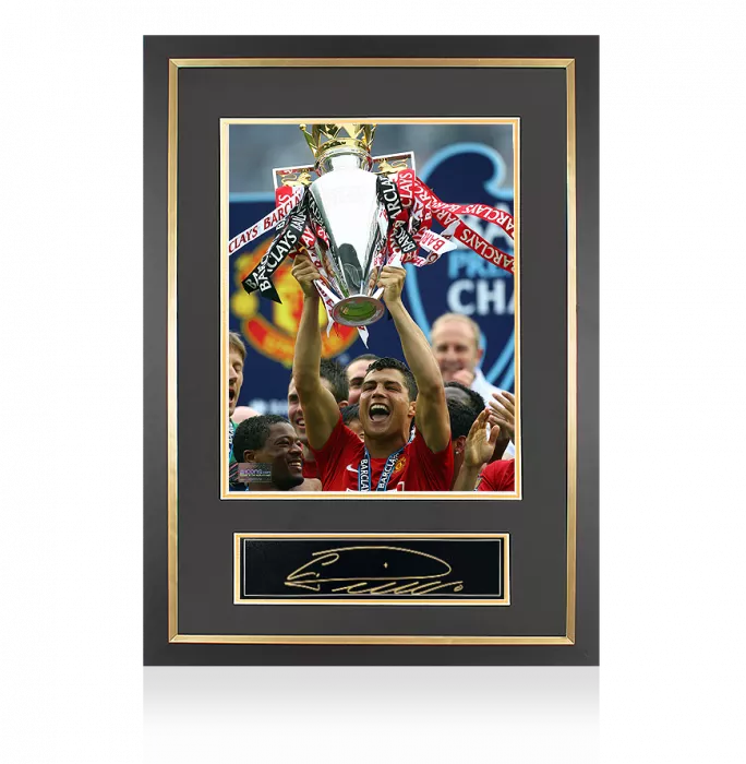 Cristiano Ronaldo Signed Plaque And Photo Frame: 2007-08 Premier League Winner
