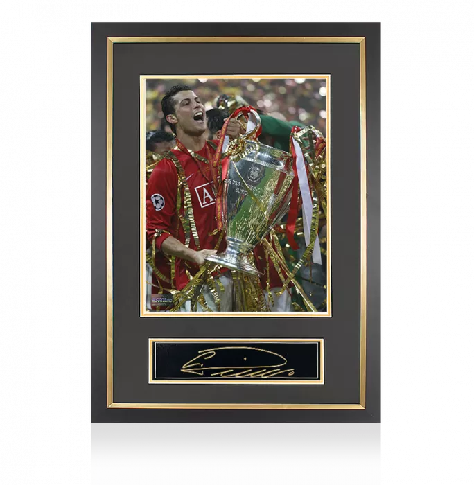 Cristiano Ronaldo Signed Plaque And Photo Frame: 2008 UEFA Champions League Winner