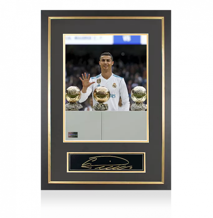 Cristiano Ronaldo Signed Plaque And Photo Frame: Five-Time Ballon D'Or Winner
