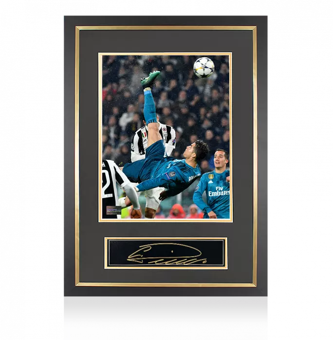 Cristiano Ronaldo Signed Plaque and Photo Frame: Iconic UEFA Champions League Overhead Kick Goal