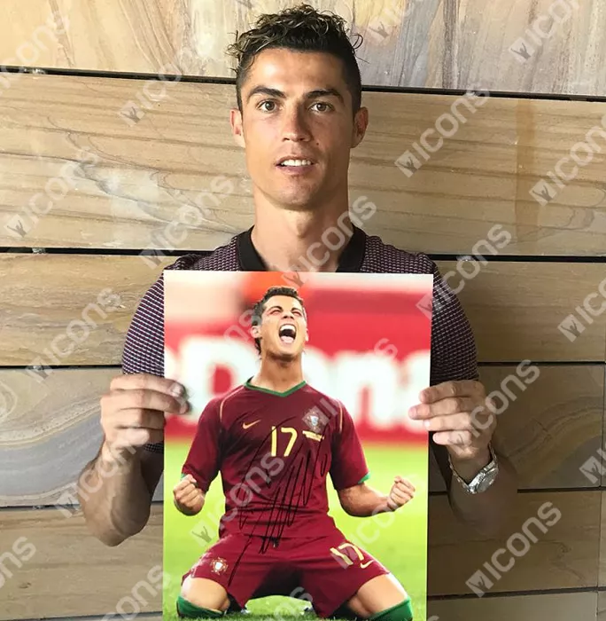 Cristiano Ronaldo Signed Portugal Photo In Black Wooden Frame: 2006 FIFA World Cup Goal Vs Iran
