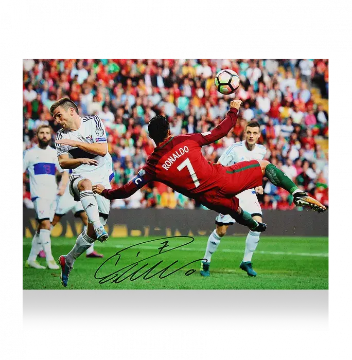 Cristiano Ronaldo Signed Portugal Photo: Overhead Kick Goal