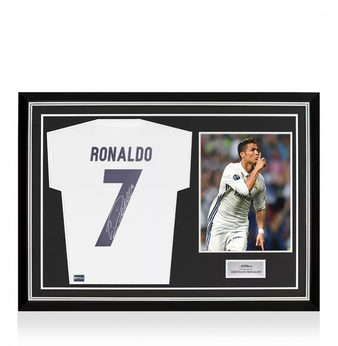 Cristiano Ronaldo Signed Real Madrid 2016-17 Home Shirt In Hero Frame: Option 1