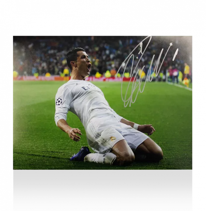 Cristiano Ronaldo Signed Real Madrid Photo: Kneeslide Celebration