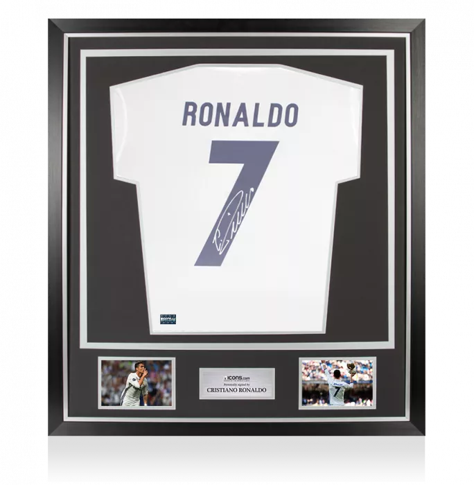Cristiano Ronaldo Signed Real Madrid Shirt - Home 2016-2017 Number 7 All-White In Classic Frame