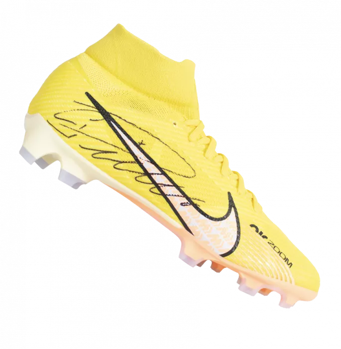 Cristiano Ronaldo Signed Yellow Nike Mercurial Superfly Boot In Acrylic Case