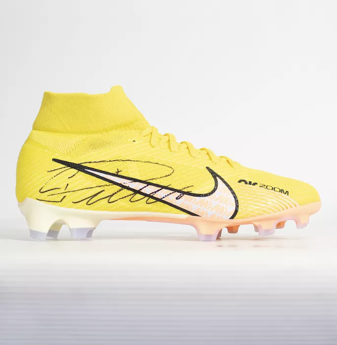 Cristiano Ronaldo Signed Yellow Nike Mercurial Superfly Boot In Acrylic Case