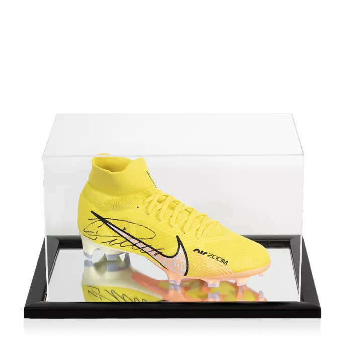Cristiano Ronaldo Signed Yellow Nike Mercurial Superfly Boot In Acrylic Case