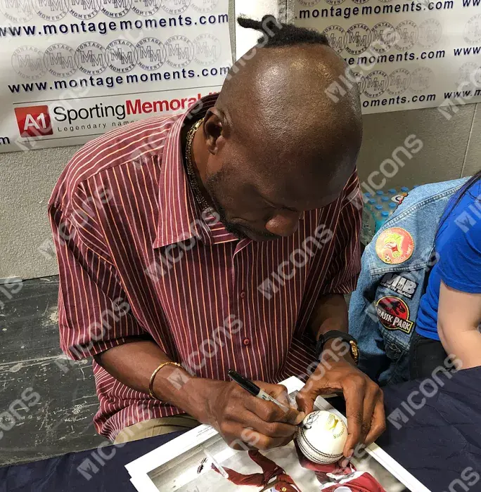 Curtly Ambrose Signed White Slazenger Cricket Ball