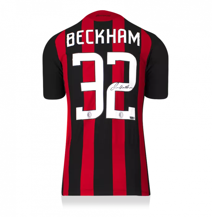 David Beckham Back Signed AC Milan 2008-09 Home Shirt In Hero Frame: Option 1