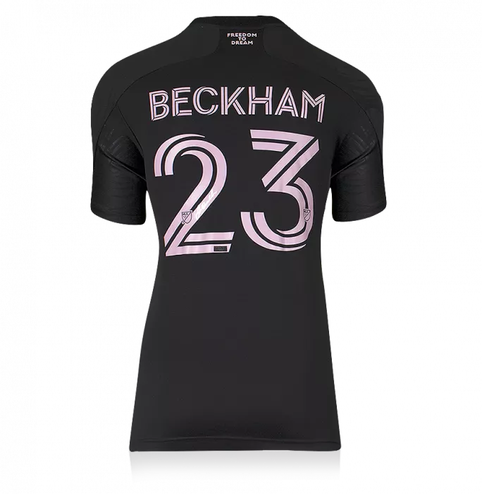 David Beckham Back Signed Inter Miami CF 2020-21 Away Shirt In Classic Frame