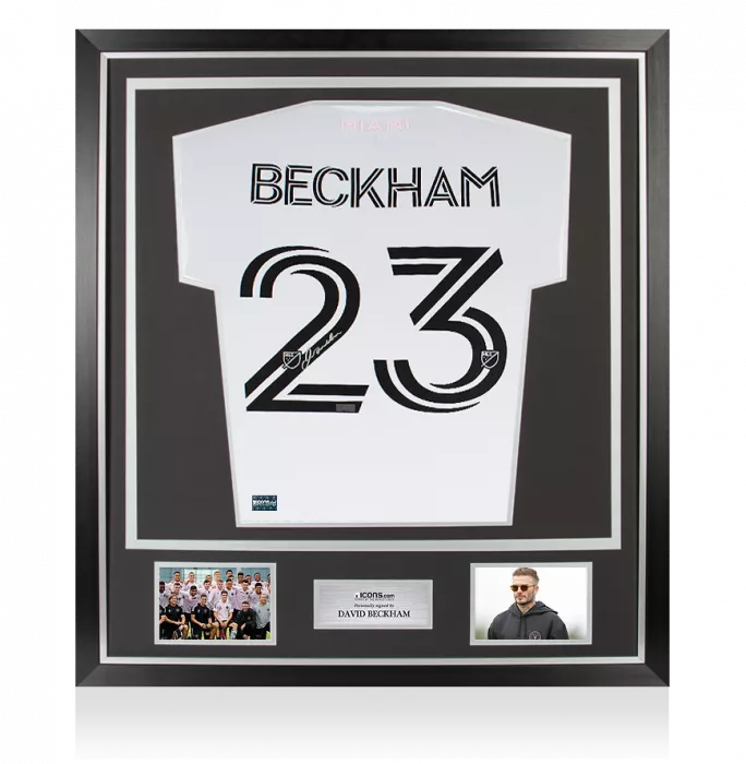 David Beckham Back Signed Inter Miami CF 2020-21 Home Shirt In Classic Frame