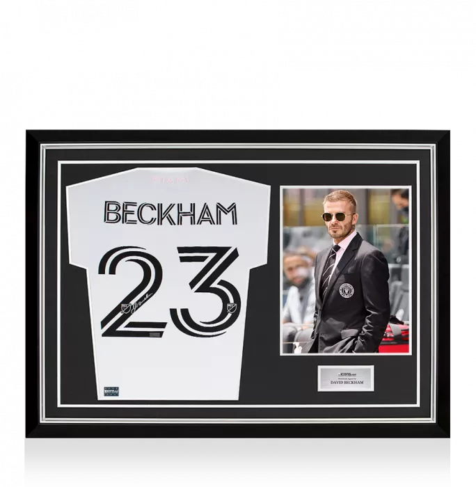David Beckham Back Signed Inter Miami CF 2020-21 Home Shirt In Hero Frame: Option 1