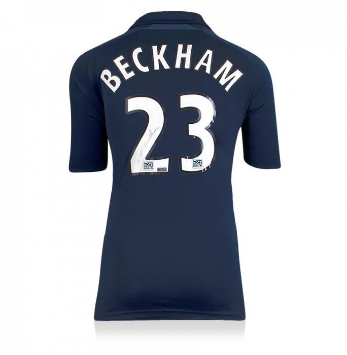 David Beckham Back Signed LA Galaxy 2007-08 Away Shirt In Hero Frame: Option 1